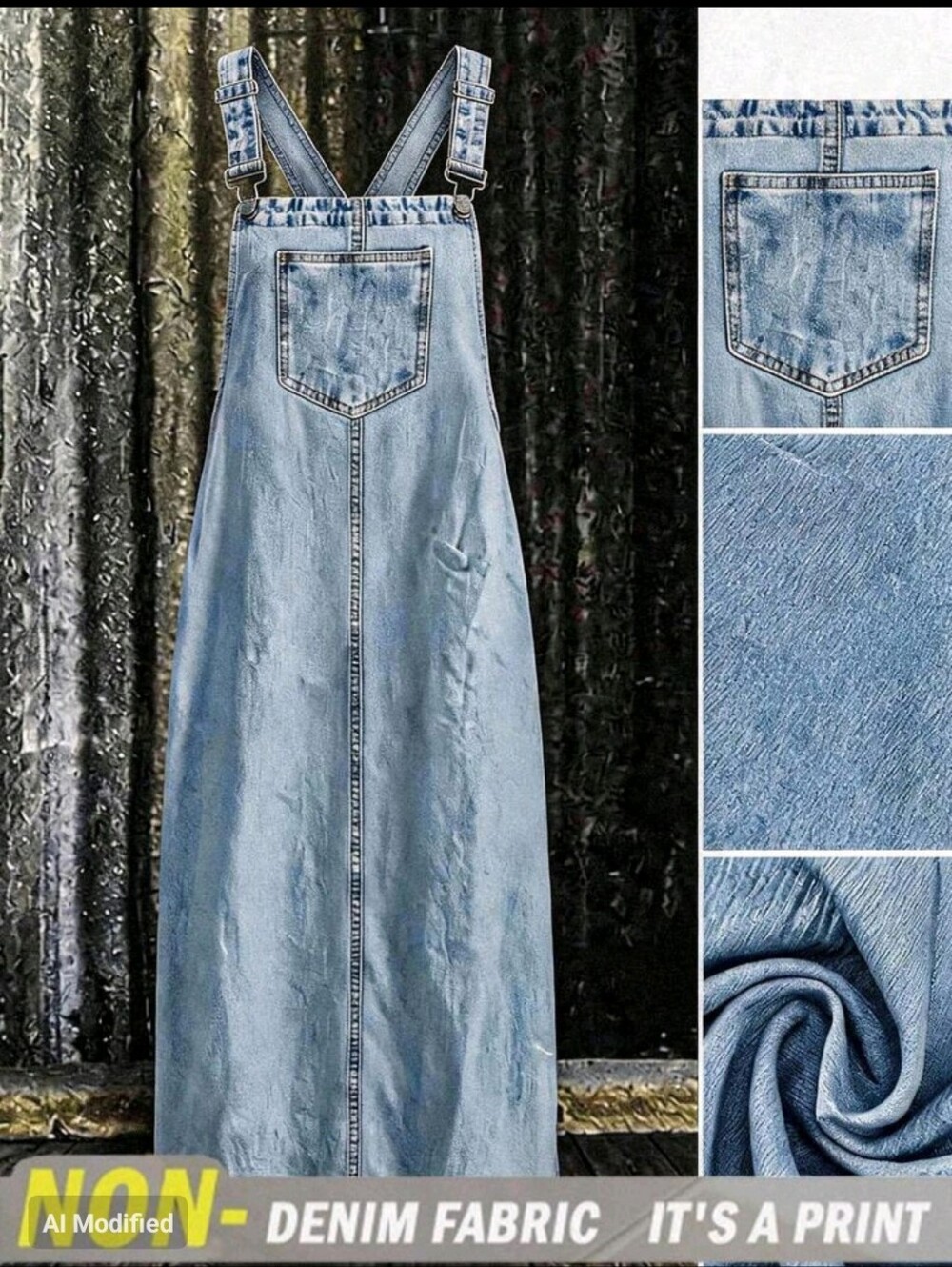Light Blue Denim Overall Maxi Dress - Classic Women Jeans Style